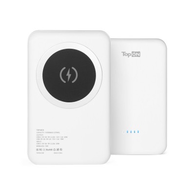 Внешний аккумулятор TopON TOP-M10 10000mAh магнитная беспроводная зарядка 15W, PD 20W Белый